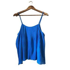 JW Style Blue Pleated Swing Cami Tank‎ Top Women's